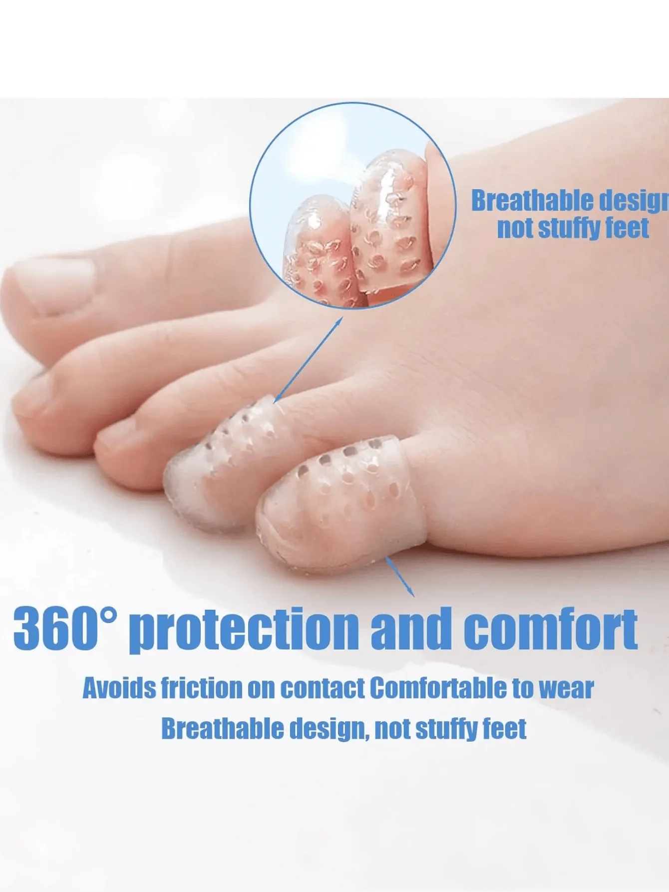1-75 Pairs of Transparent Breathable Silicone Toe Protectors, Prevent Blisters, Calluses, and Corns, Comfortable and Highly Elastic image 4