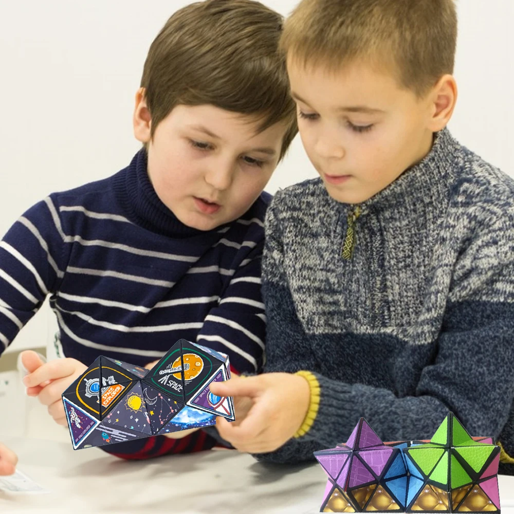 Magiczna zabawki typu Fidget Cubo dla dzieci geometryczna zmienna magnetyczna antystresowa 3D ręcznie układanka Cubo kreatywna zabawki chłopięce prezenty bożonarodzeniowe