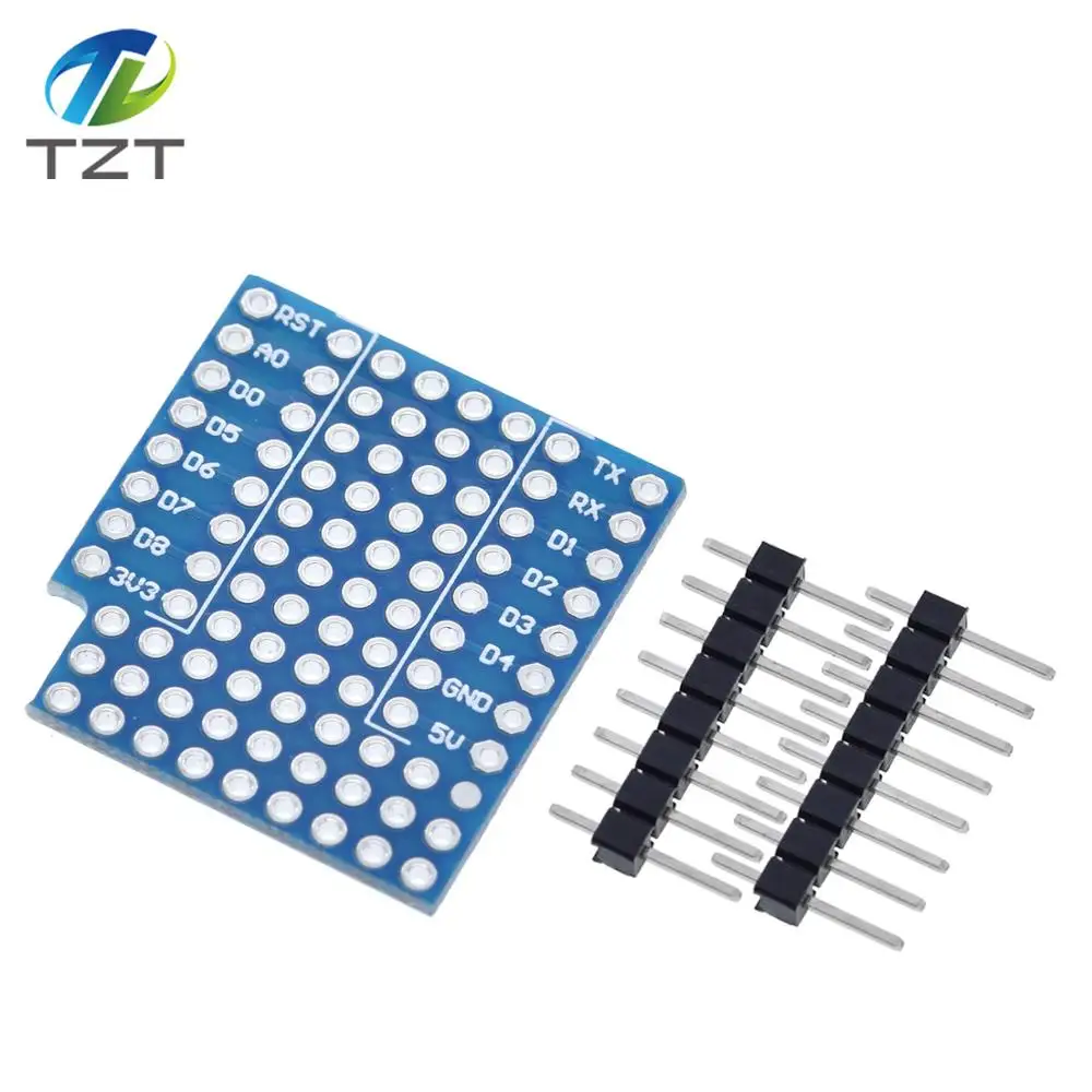 TZT 1/3PCS ProtoBoard Shield for WeMos D1 Mini Double Sided Perf Board