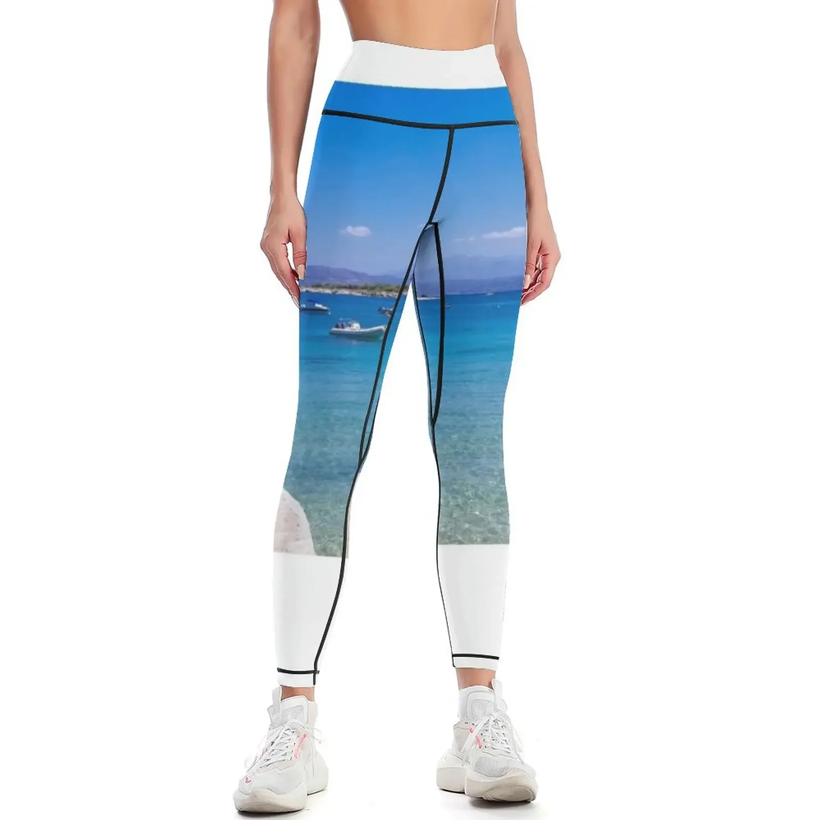 

Beautiful sunny day at Marathi Bay in Chania, Crete, Greece Leggings sportswear gym Training pants Womens Leggings
