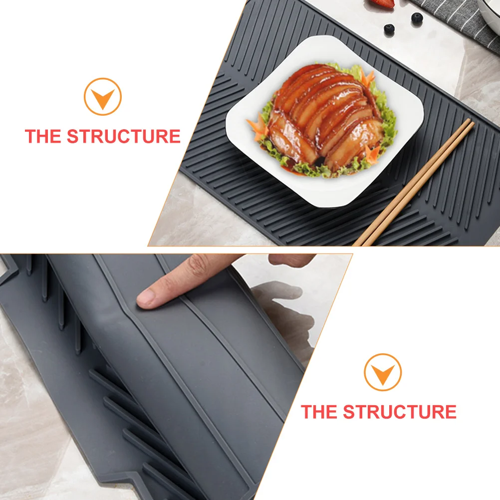 

Extra Large Silicone Dish Drying Mat Heat Resistant Non Slip Sink Trivet Water Draining Mat For Forks Plates Kitchen Utensils