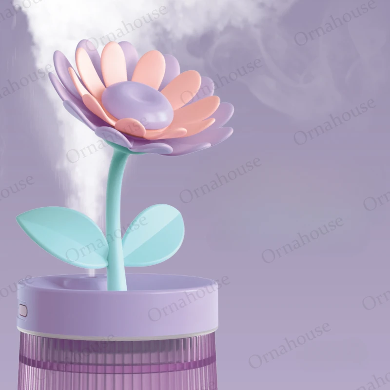 Flower Aromatherapy Machine Colorful Night Light Humidifier Household Small Silent Heavy Mist Essential Oil Difusor De Aroma
