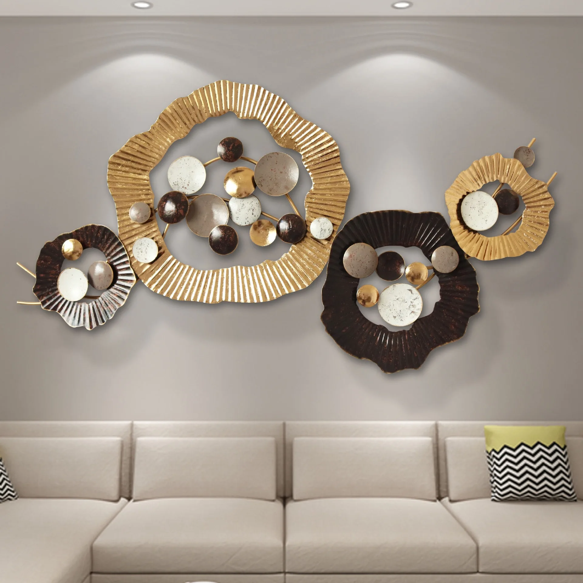 for-132X72cm Modern Light Luxury Metal Wall Decoration Living Room Sofa Porch Background Wall Decoration Wall Hanging Modern#