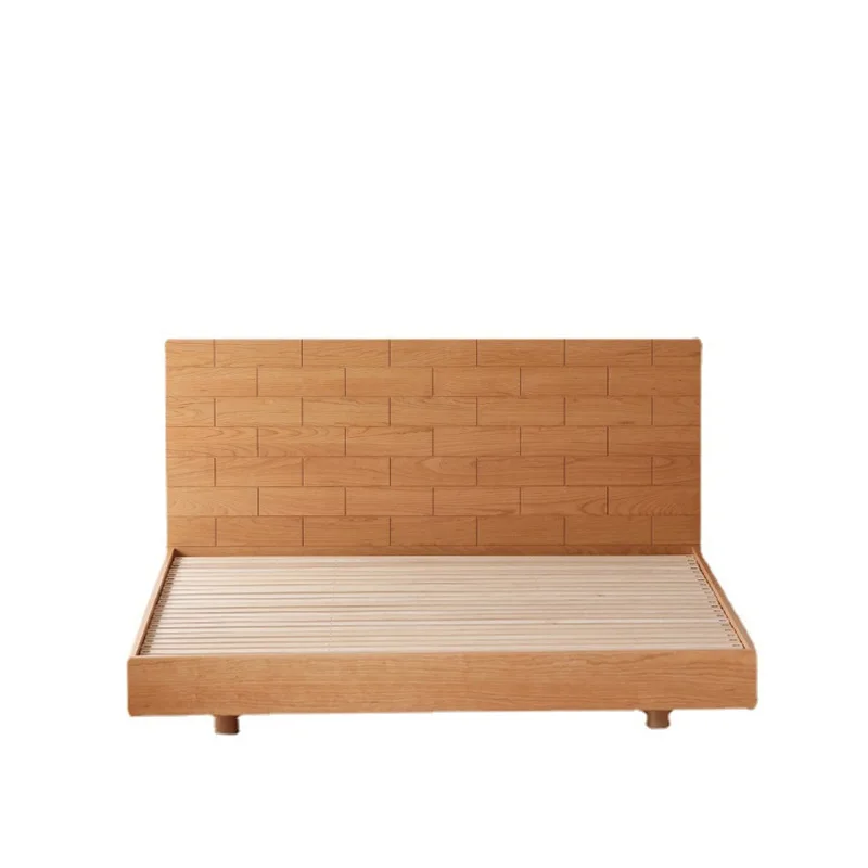 

Nordic all solid wood, tatami suspension bed simple, master bedroom minimalist double bed