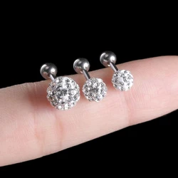 Crystal Ball Earrings Surgical Steel Ear Plugs Eyebrow Piercings Ear Studs Cartilage Tragus Helix Piercing Lip Studs Ring
