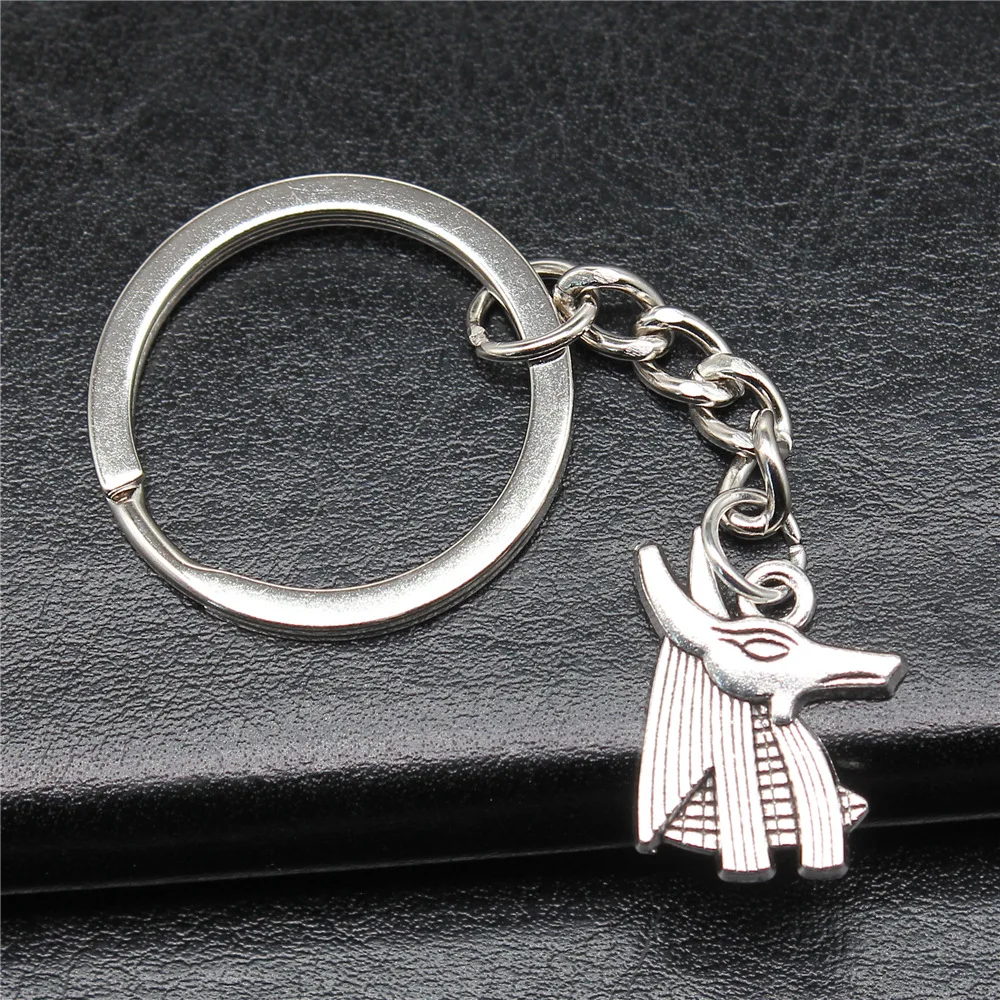 Dropshipping Men Keychain Vintage 2 Colors 21x16mm Ancient Egyptian God Of Death Anubis Pendant Souvenirs Gift