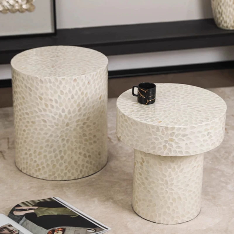 k*-Shell Tea Table, Cylindrical Combination Coffee Table, Home Decor, Luxury Storage Desk, Living Room Side Table, Nordic Furnit
