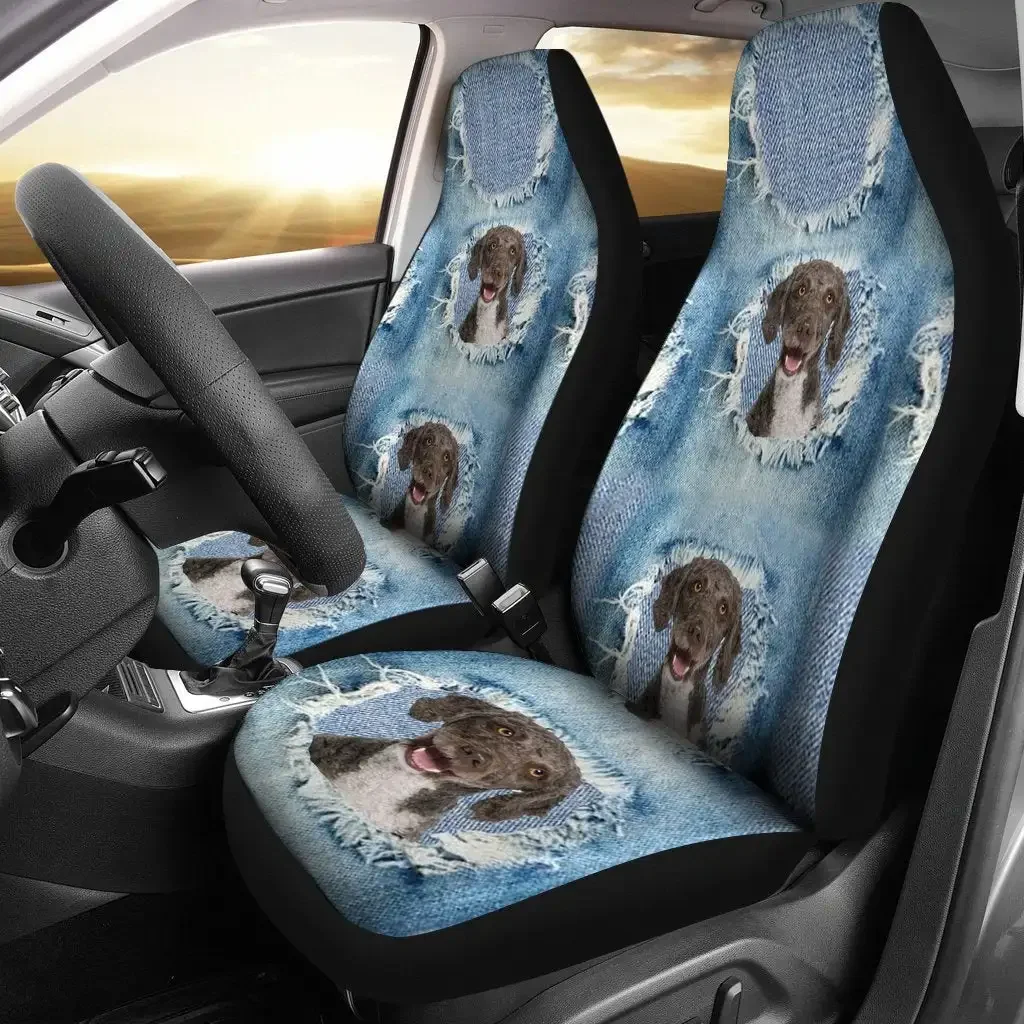 Spanish Water Dog Print Car Seat Covers Set 2 Pc, Car Accessories Seat Cover