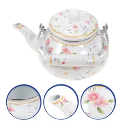 Retro Enameled Teapot Water Boiling Pot Vintage Kitchen Tea House Kettle Enamel Stove Top Teakettle Household Restaurant