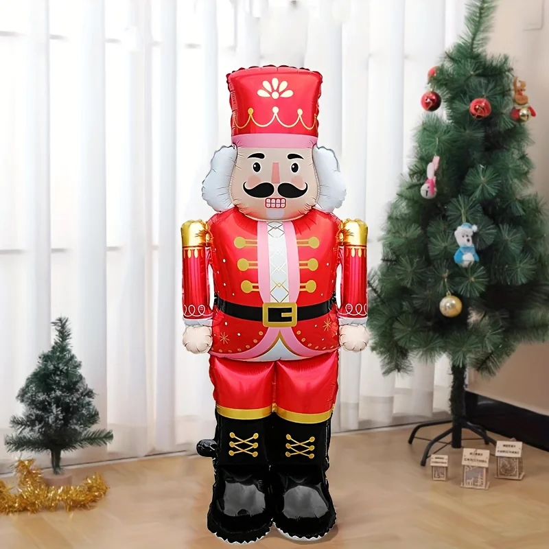 1 بالون كسارة البندق مقاس 48 بوصة لعيد الميلاد، زينة جو حفلات أعياد الميلاد باللون الوردي والأحمر، دعائم للمناسبات الداخلية/الخارجية #4