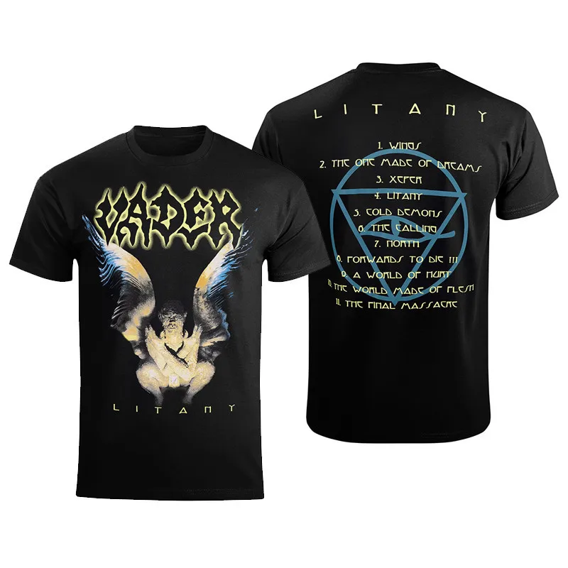 Camiseta de algodón 100% para hombre y mujer, estilo retro americano, con logo de la banda de death metal polaca Vader, estampada, de manga corta.