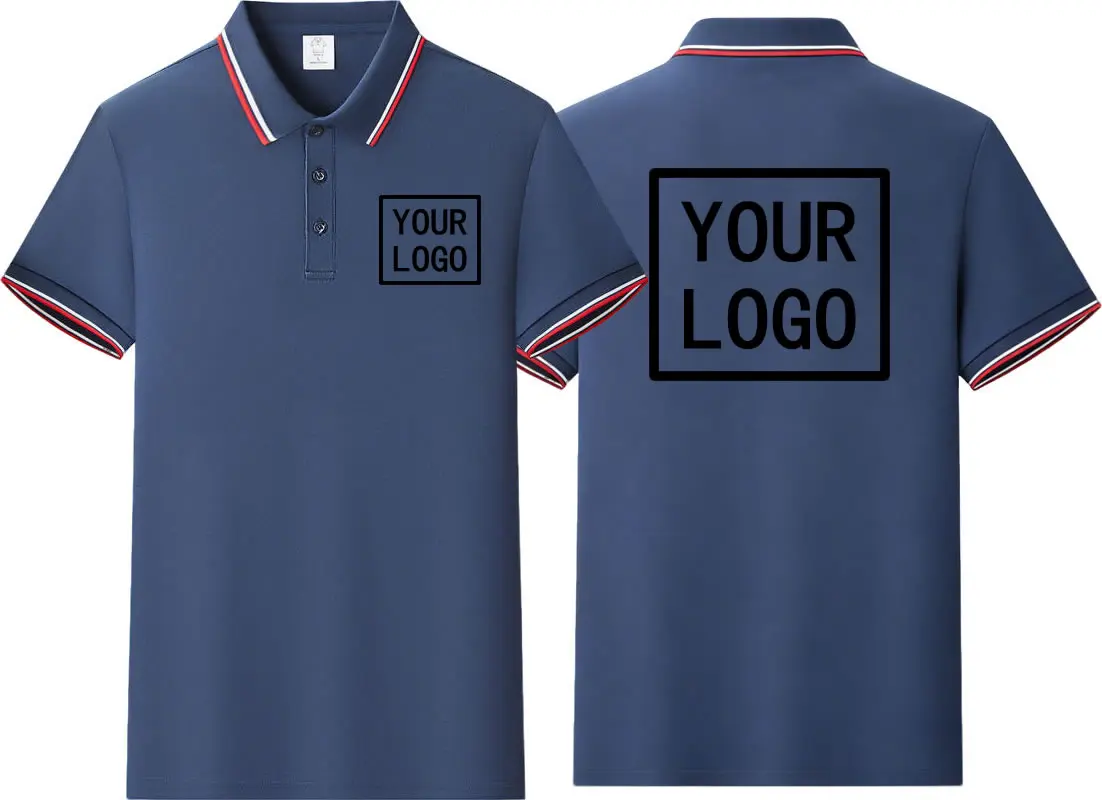 Custom Logo Men Women Short Sleeve Polo Shirts Solid Color Lapel Collar Breathable Pique Fabric Casual Work Uniform Tops Tee