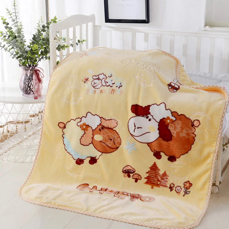 Cartoon Print Baby Blanket Spring Autumn Winter Plush Kindergarten Nap Blanket Soft Newborn Thickened Warm Blanket Baby Bedding