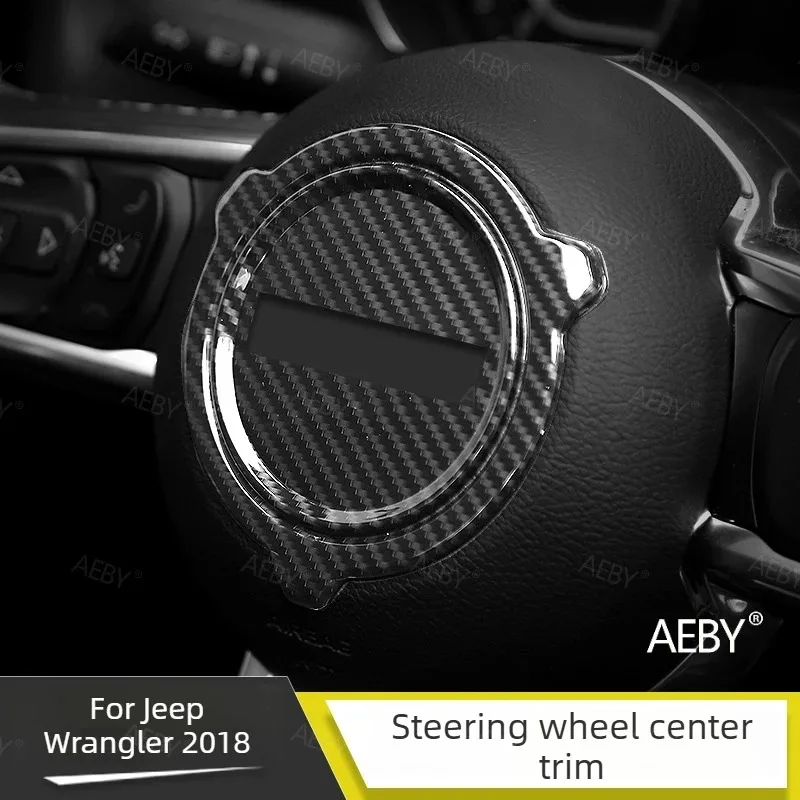 

For Jeep Wrangler 2018 Carbon fiber steering wheel center hubcap logo,Steering wheel badge cover carbon fiber,center piece