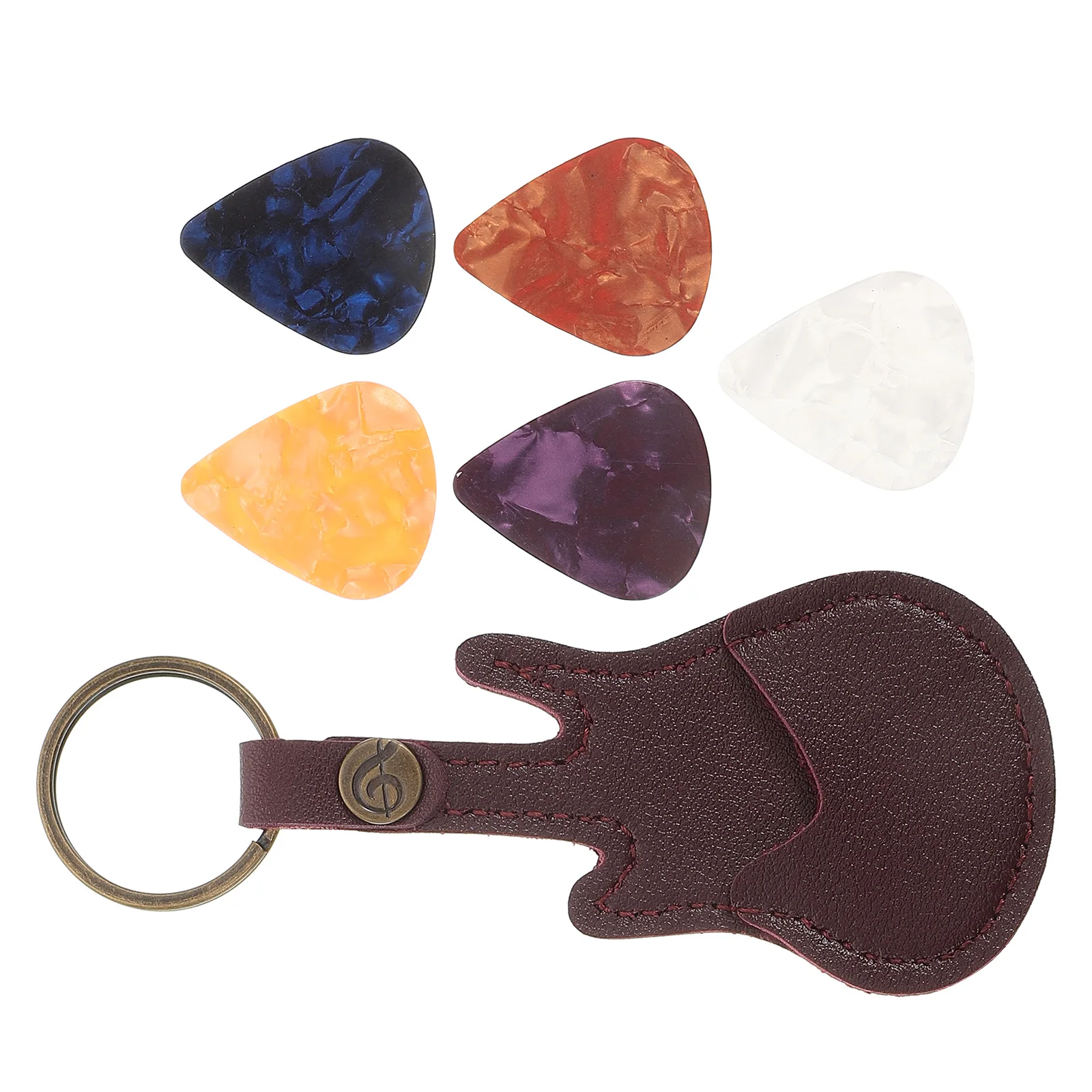 

1 set PU Guitar Pick Holder Keychain for Electric Acoustic Ukulele Small Plectrums Portable Case Travel Accessories