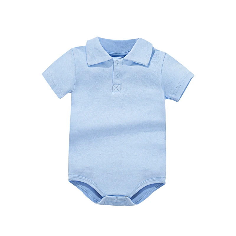 pasgeboren babyjongenskleding poloshirt jumpsuit rompertjes katoen effen kleur korte mouwen revers bodysuits babykostuum 0-24 maanden