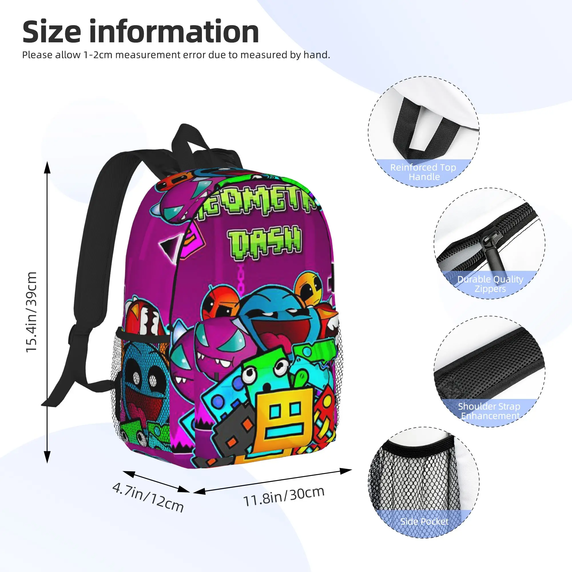 Video Game Geometry Dash Backpack Hot Sale Daypack Large Capacity Boys Girls BookBag Shoulder Bags for Men Women School Bag