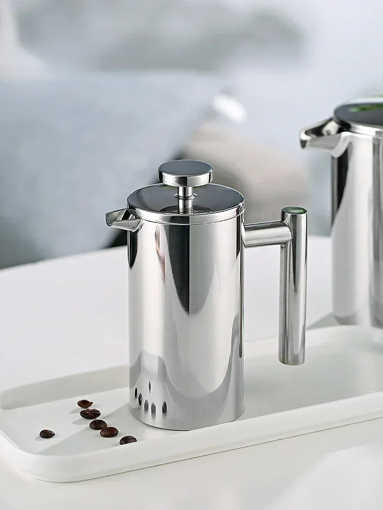 Double Layer 304 Stainless Steel French Press Filter Home Large Capacity Pour-Over Coffee Pot Milk Frother Hot sales