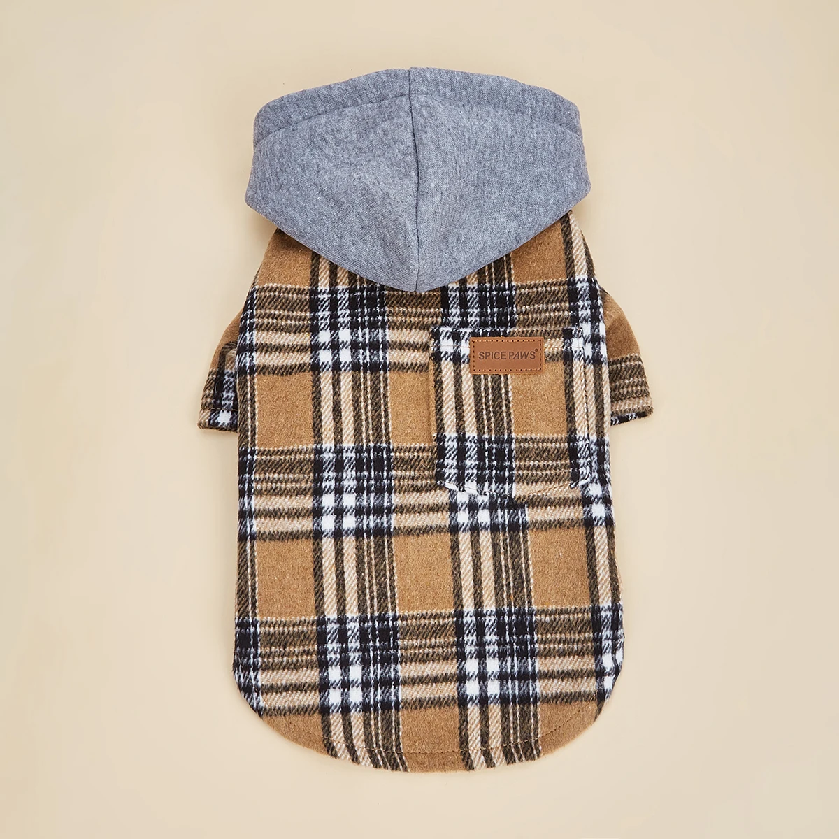 Dog Clothes Hoodie for Small Dogs Costume Puppy Sweatshirts Classical Plaid Pet Doggie Clothes with Pocket Soft Warm Pet Cats C