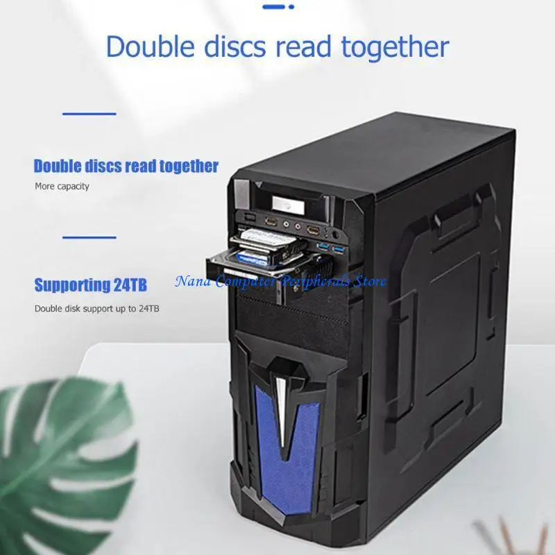 F68C Dual USB Optical Drive Mobile Rack Station العلبة الثابتة القرص الصلب لمدة 2.5/3.5 بوصة HDD #4