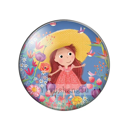 Colourful Fairy girl fairy tale life Art Paintings 8mm/12mm/20mm/25mm Round photo glass cabochon demo flat back Making findings