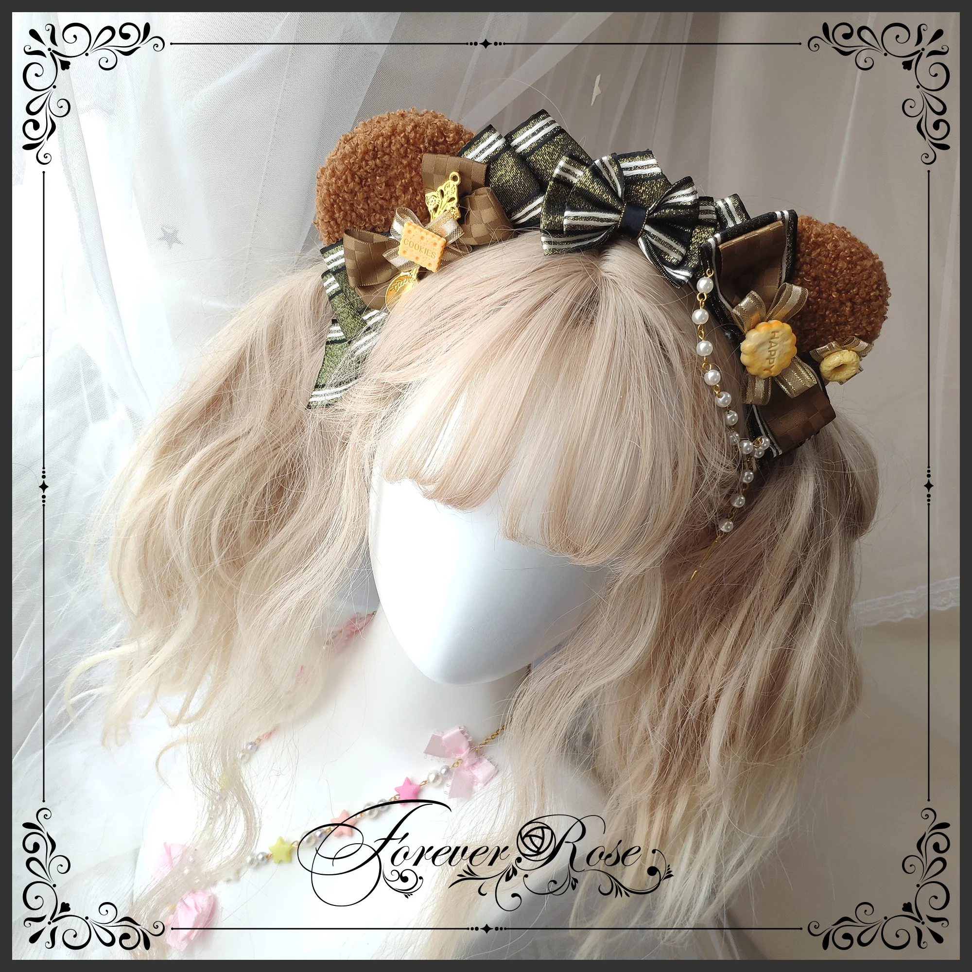 

Оригинальная повязка на голову ручной работы с шоколадными милыми ушками медведя Kc Lolita, лесной орех Тедди, аксессуары для головных уборов, реквизит