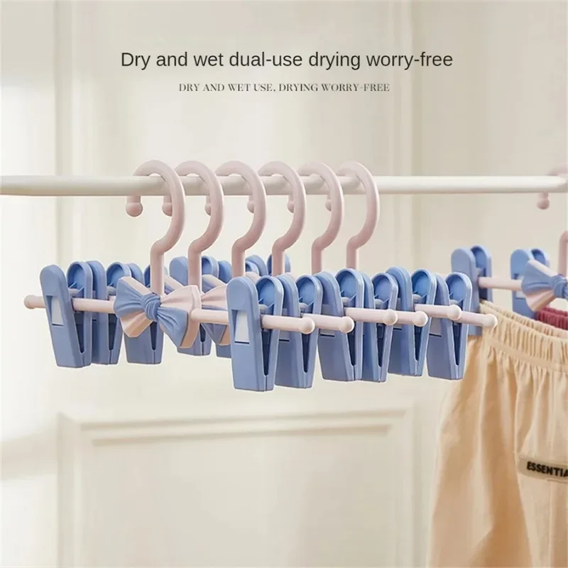 5/10pcs Skirt Peg Hanger with Adjustment Plastic Grip Pant Rack Space Saving Attachable Underwear Drying Rack Storage Organizer