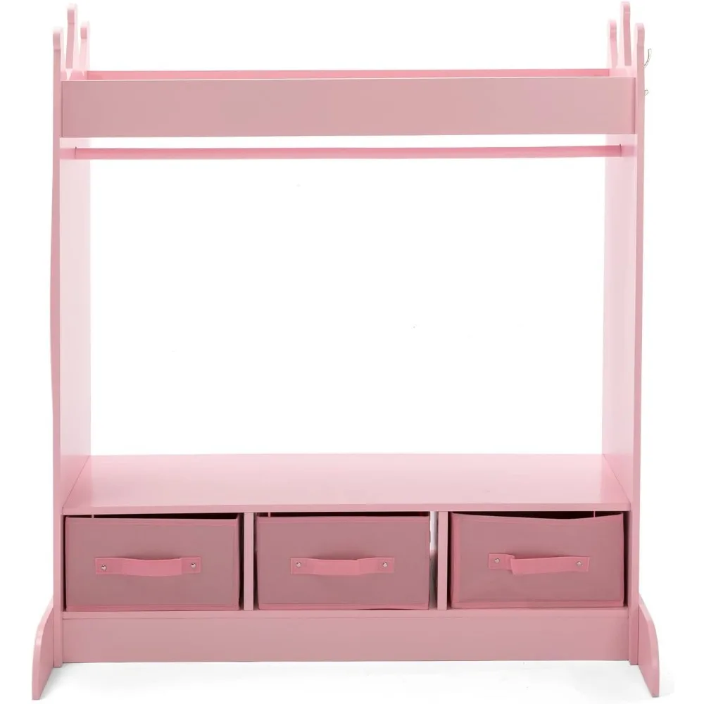 Kids Armoire Dress-Up Storage w/Mirror and Drawers,Dress up Closet,Costume Dress up Wardrobe, Pretend Storage Closet w