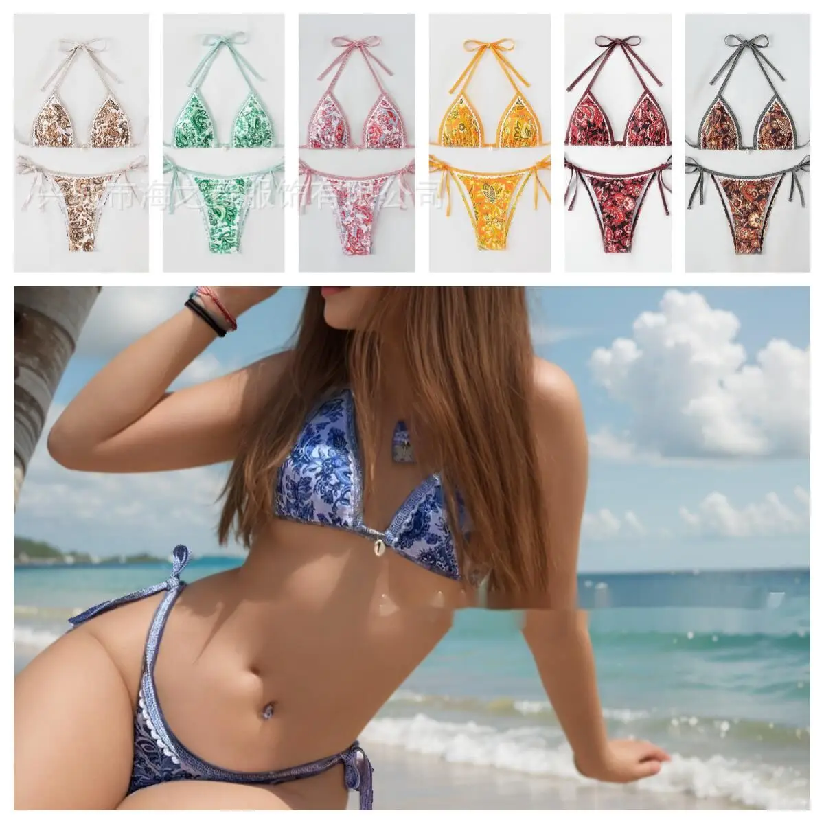 New print quality bikini Sexy Hot strap-on two-piece swimsuit Women's beach vacation casual bikini suit