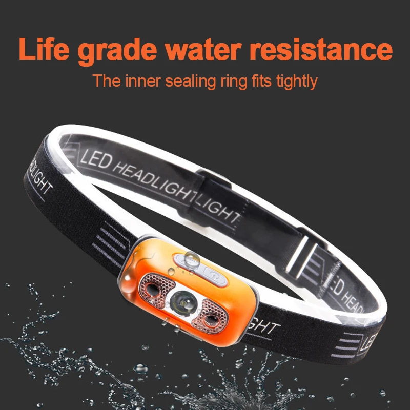 Portable Mini LED Headlamp Flashlight Charging Induction Headlight Motion Sensor Headlight Powerful Torch Emergency Work Light