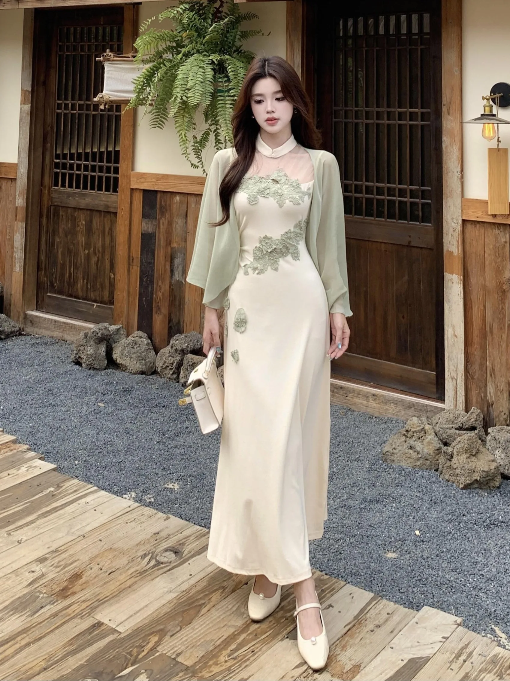 

New Chinese Style plus Size Set Summer New Shoulder Shawl Open Cardigan Coat National Style Stand Collar Sleeveless...