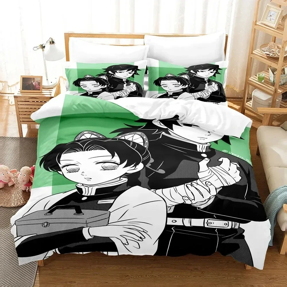 

3D Anime Demon Slayer Kimetsu No Yaiba Bedding Sets Duvet Cover Set With Pillowcase Twin Full Queen King Bedclothes Bed Linen