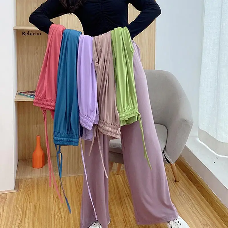 Multiple Colour Pajamas Pants Summer Women's Homewear Modal Loose Straight Pyjama Bottoms Trousers Female Lounge Wide Leg Pants