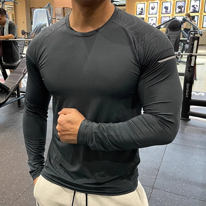 

Men's Sports Compression T-shirts Autumn Long Sleeve Tops Elastic Shaper Slim T Shirts Male Running Gym Sportwear Fitness Tshirt