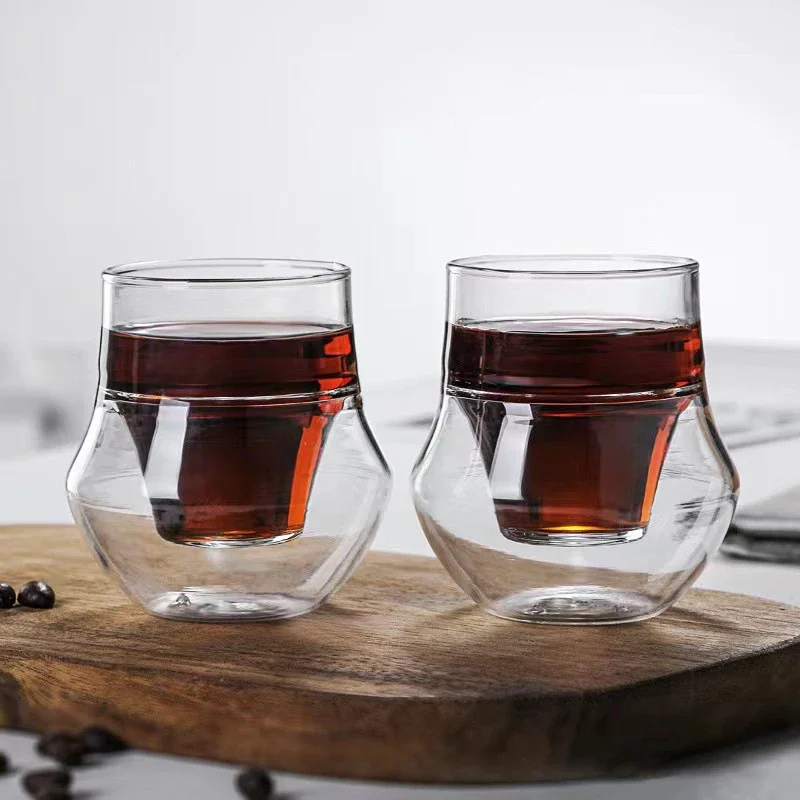 

New Creative Double-layer Glass Cup Espresso Coffee Cup Anti-scalding Milk Party Brandy Wine Teacup Mug