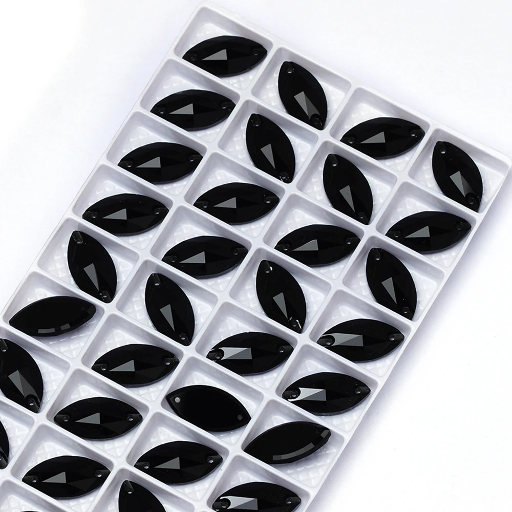 Schwarze K9 Glas-Aufnähsteine mit flacher Rückseite, Kristall-Strasssteine zum Nähen für Handarbeiten, Taschen, Kleidung, DIY-Design und Dekoration. – Detail 9