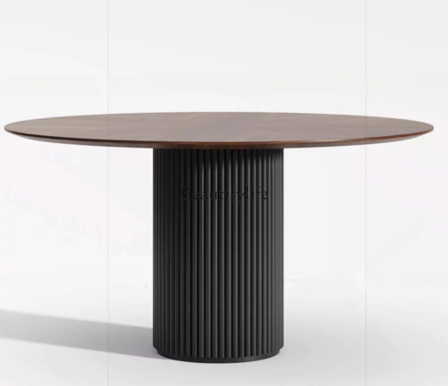

FG26Small apartment French retro round dining table walnut medium and ancient style household turntable light luxury round table