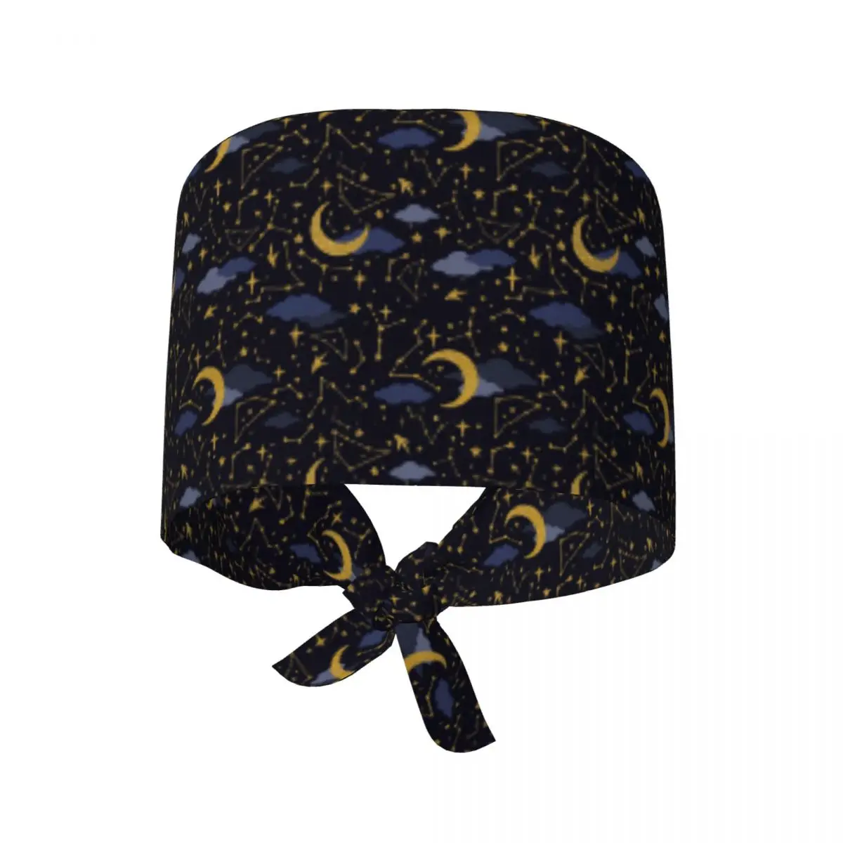Night Sky Golden Celestial Stars Zodiac Constellations Scrub Hat Doctor Working Surgical Cap Adjustable Nursing Caps for Dentist