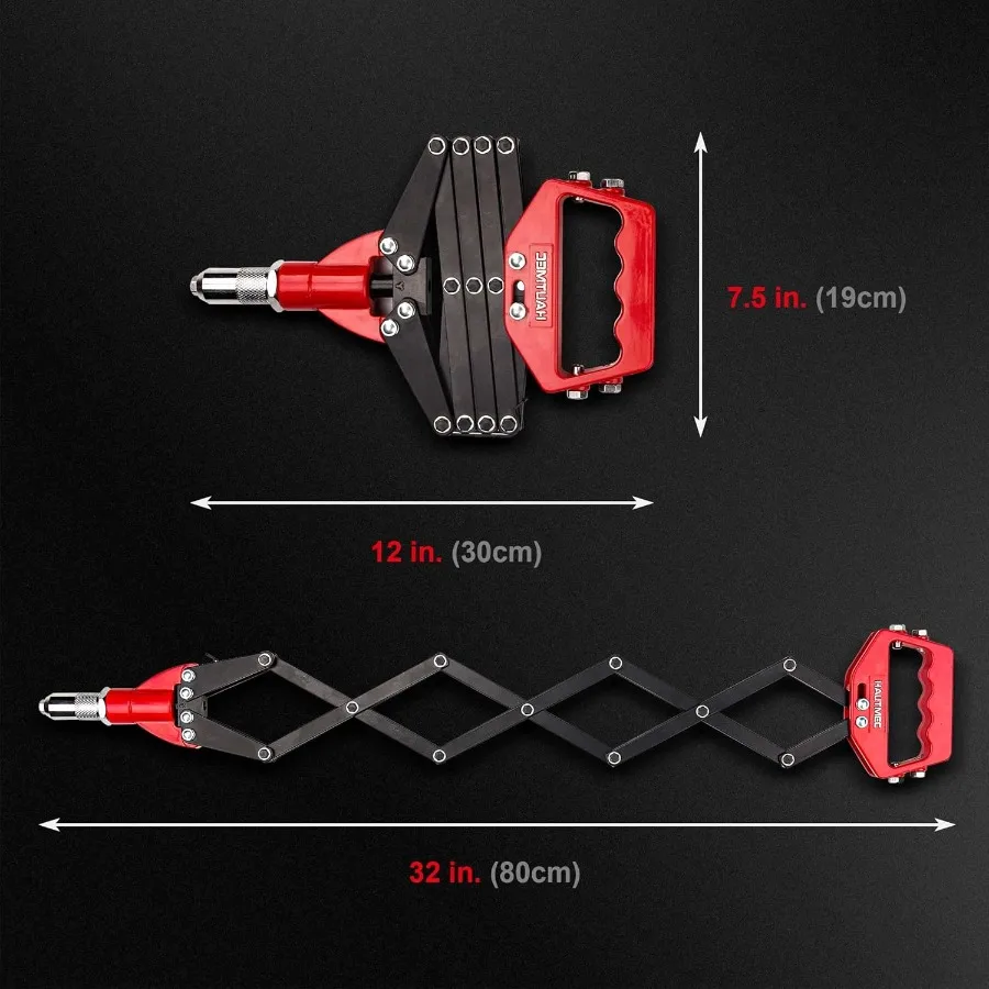 Klinknagelpistool HeavyDuty PressType 5in1 Arbeidsbesparend popklinknagelgereedschap met draagbare sleutel voor metaalproductie en autoreparatie