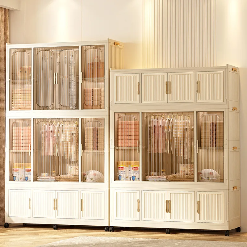 Foldable Storage Cabinet for Home Use Multi-Tier Plastic Snack Organizer Toy Closet Kids Wardrobe No Assembly Required