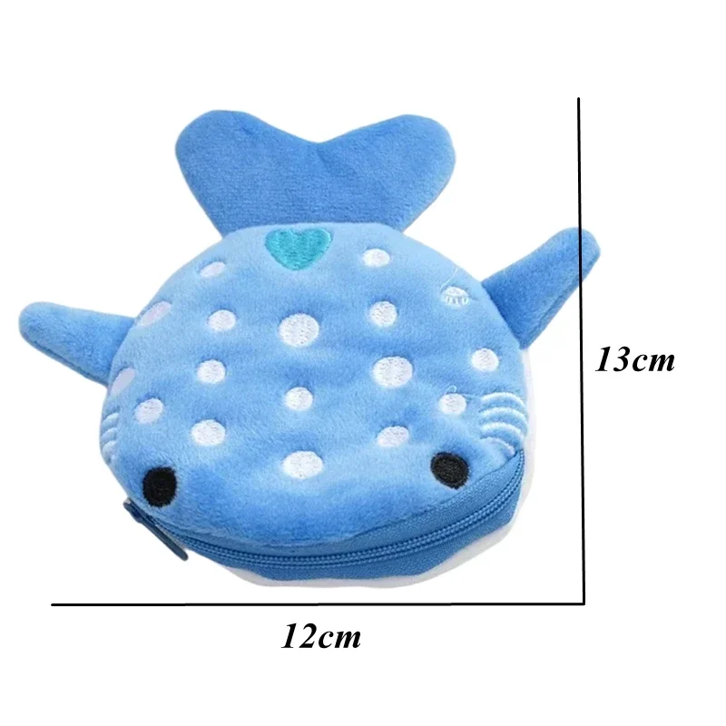 Tubarão dos desenhos animados de pelúcia moeda carteira saco bonito zíper carteira saco de cartão de dinheiro cabo de dados saco de dinheiro presentes das crianças e adultos