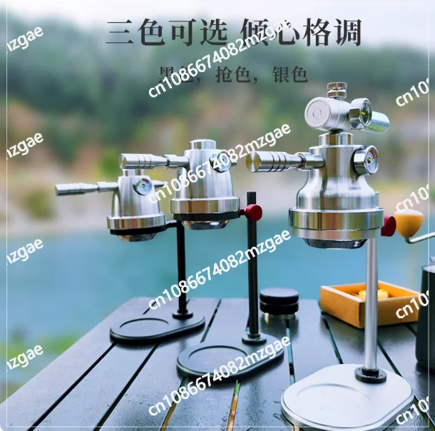 Mesin Kopi Pneumatik Portabel untuk Berkemah, Set Ekstraksi Espresso Tanpa Listrik, Dapat Dilepas, 10bar, Mesin Kopi Luar Ruangan