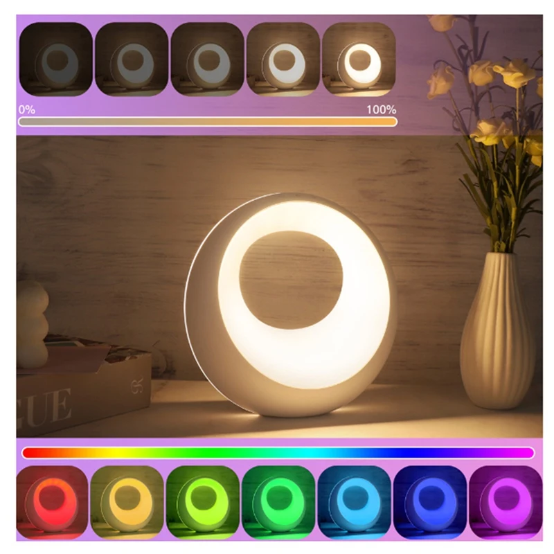 Toque a luz de cabeceira, luz noturna do quarto/luz de mesa com controle remoto, regulável, cronometrado, luz noturna que muda de cor RGB