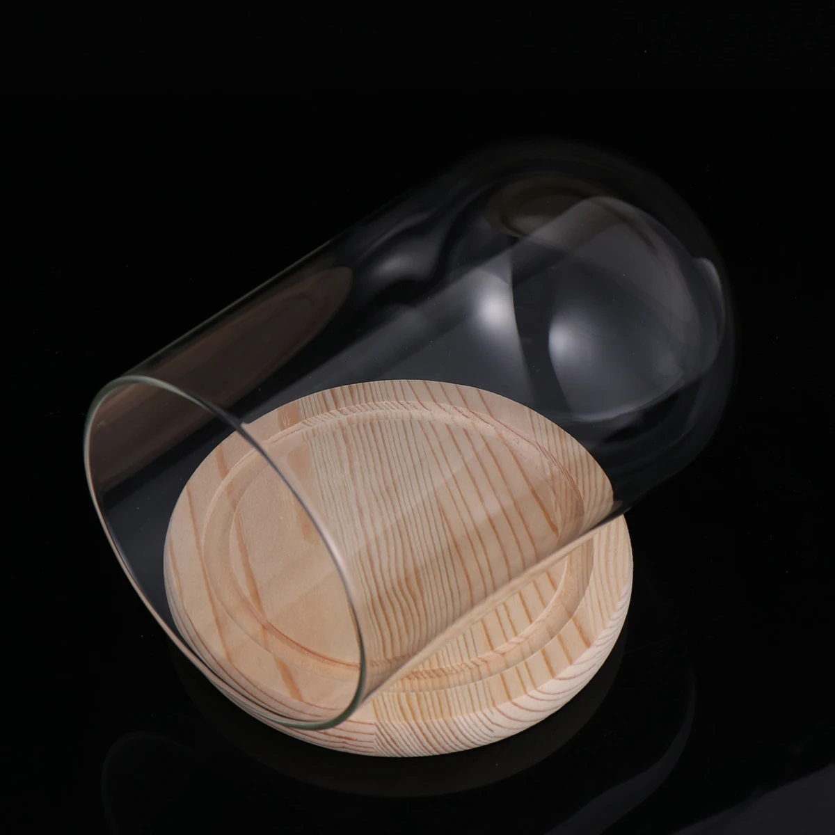 قبة زجاجية على شكل زهرة أبدية 9 × 15 سم شفافة يمكنك صنعها بنفسك لعرض الحرف اليدوية وقاعدة خشبية مضادة للانزلاق وتخزين ديكور هدايا عيد الحب #4