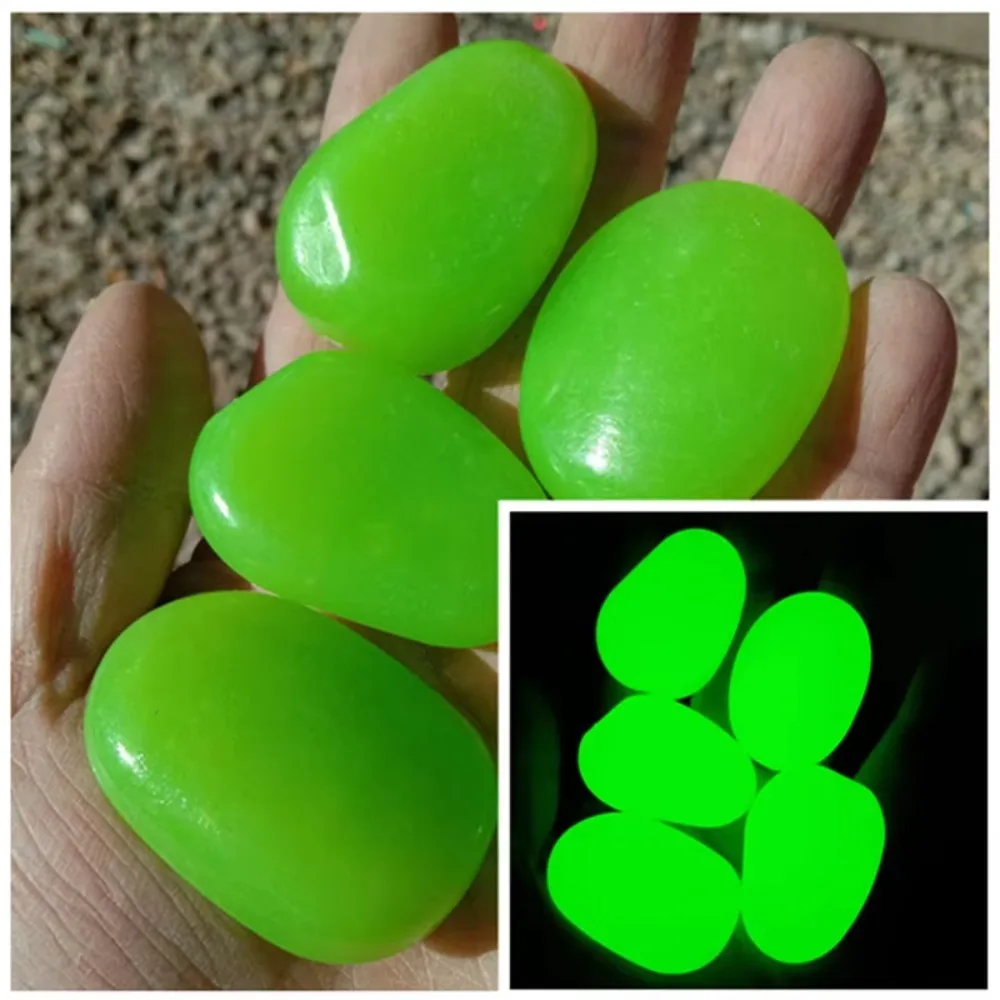 10pcs Luminous Pebbles Big 4.5cm Stone Ornaments Garden Decoration Gravel Courtyard, Fish tank Glow in Dark Pebbles