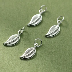 2pcs/Lot 925 Sterling Silver Small Leaves Loop Charms 10x4.5mm Handmade Bracelets Earrings Necklace Small Pendants DIY Jewelry