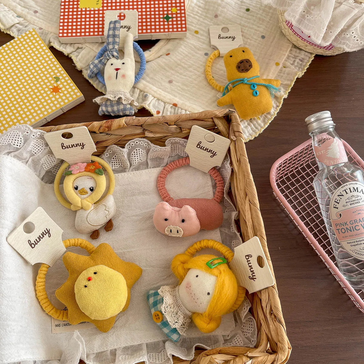 Hair Scrunchie Cute Cotton Filled Animal Doll Soft High Elastic Kids Girls Baby Small Daily Lightweight Multicolor Portable