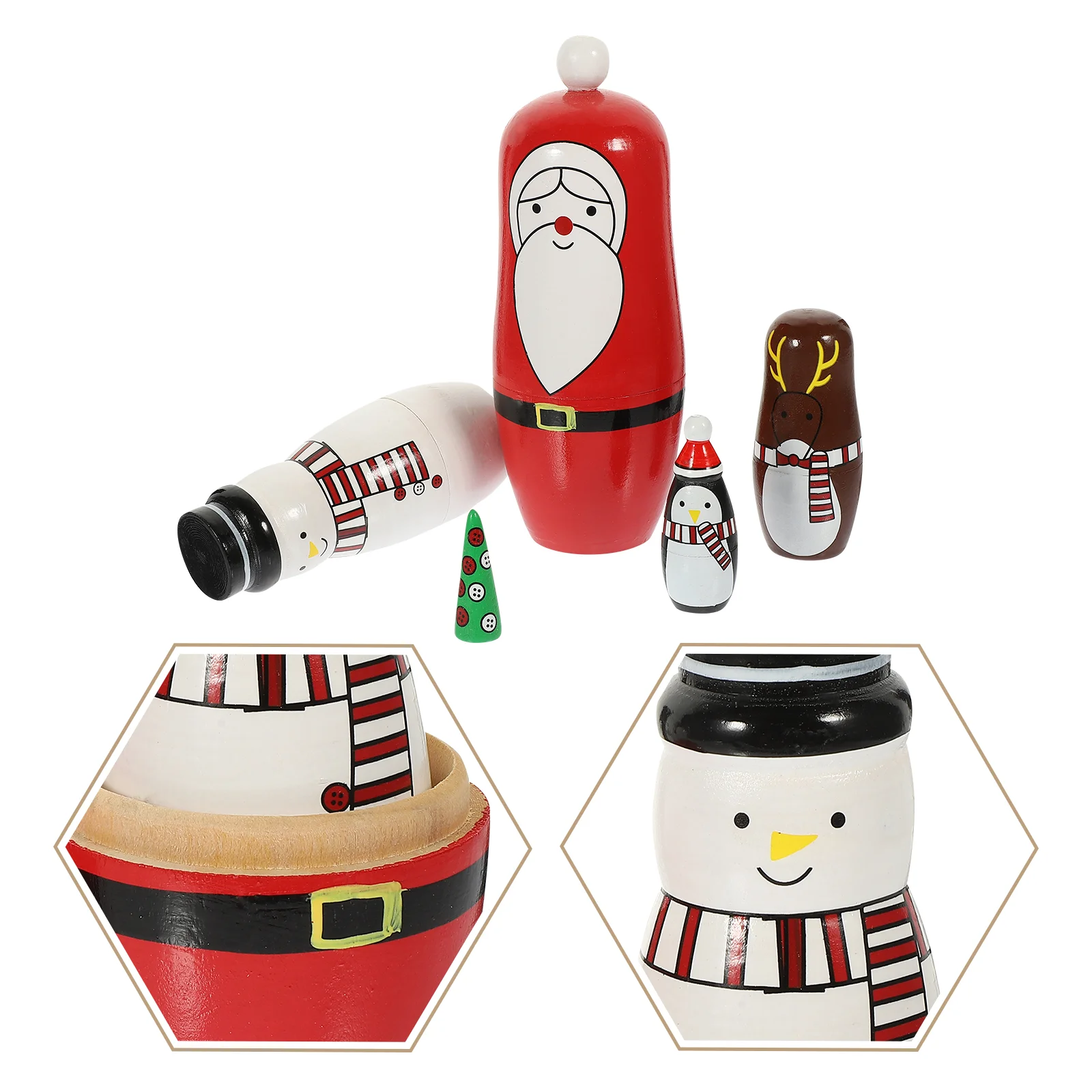 

Blank Christmas Child Toy Stacking Dolls Wood Russian Matryoshka Decorations