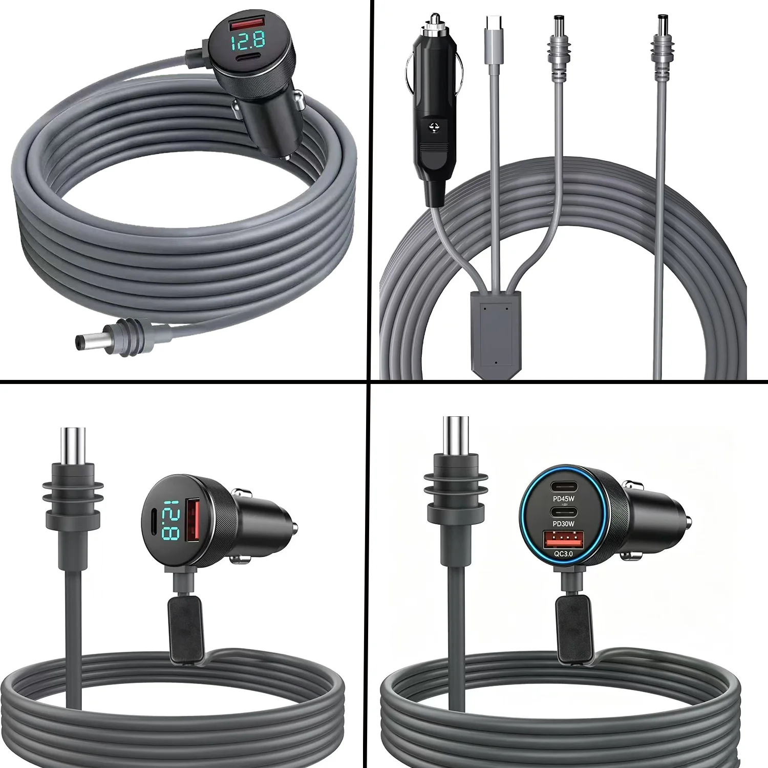 For Starlink Charger USB Type C Cigarrete Lighter Car Charger 12V-24V Vehicles 2/3M Digital Voltmeter Waterproof Extension Cable