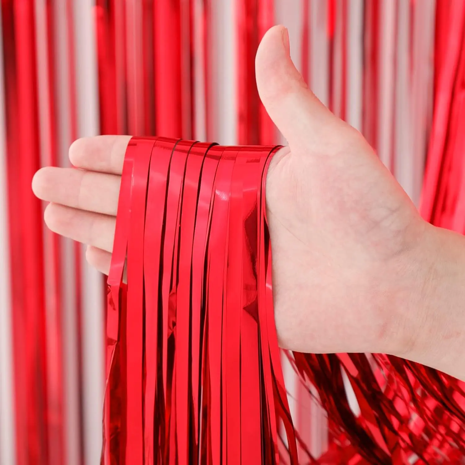 3pack Red Tassel Background Decoration Set Metallic Foil Tassel Curtain Background Suitable for  important scene